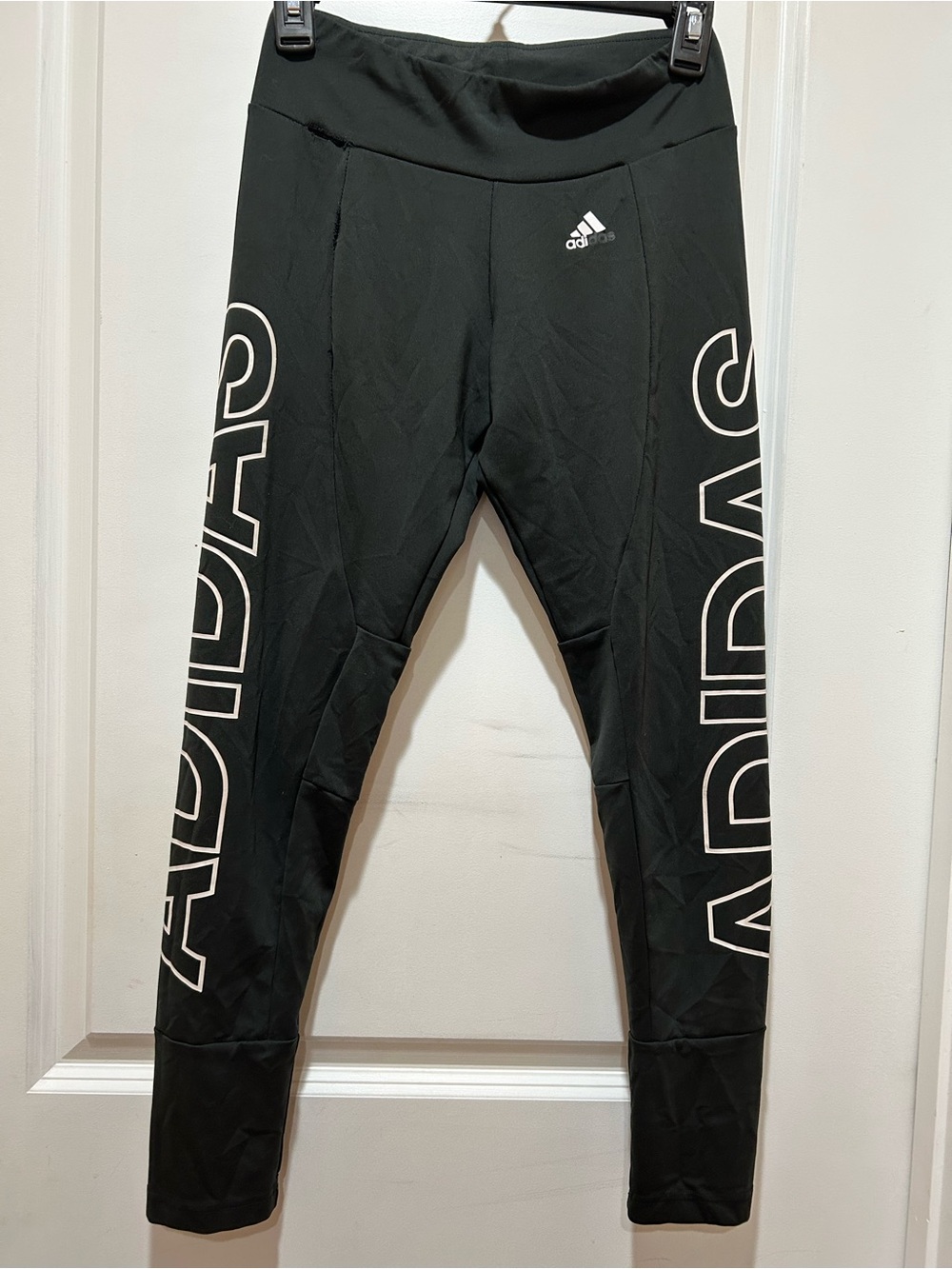 adidas Black Leggings with White Side Logo